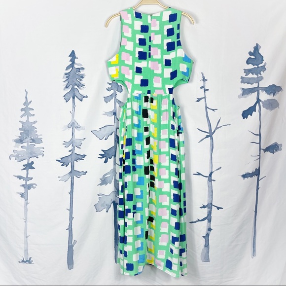 Anthropologie Corey Lynn Calter Green Abstract Midi Dress Size S NWT - Picture 7 of 10
